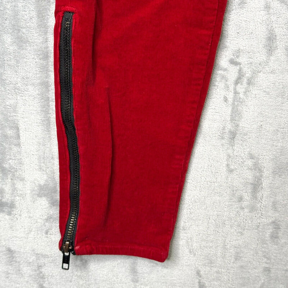 J Brand Zoey Pant Womens 25 Great Red Skinny Corduroy Ankle Zip Stretch Low Rise - Picture 5 of 13
